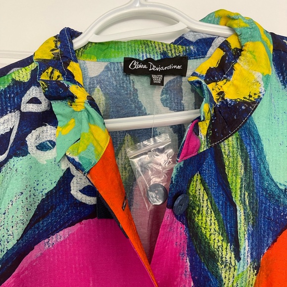 Claire Desjardins 3/4 Sleeve Button blouse w/ frill collar “A llittle Sparkle” - Picture 6 of 8